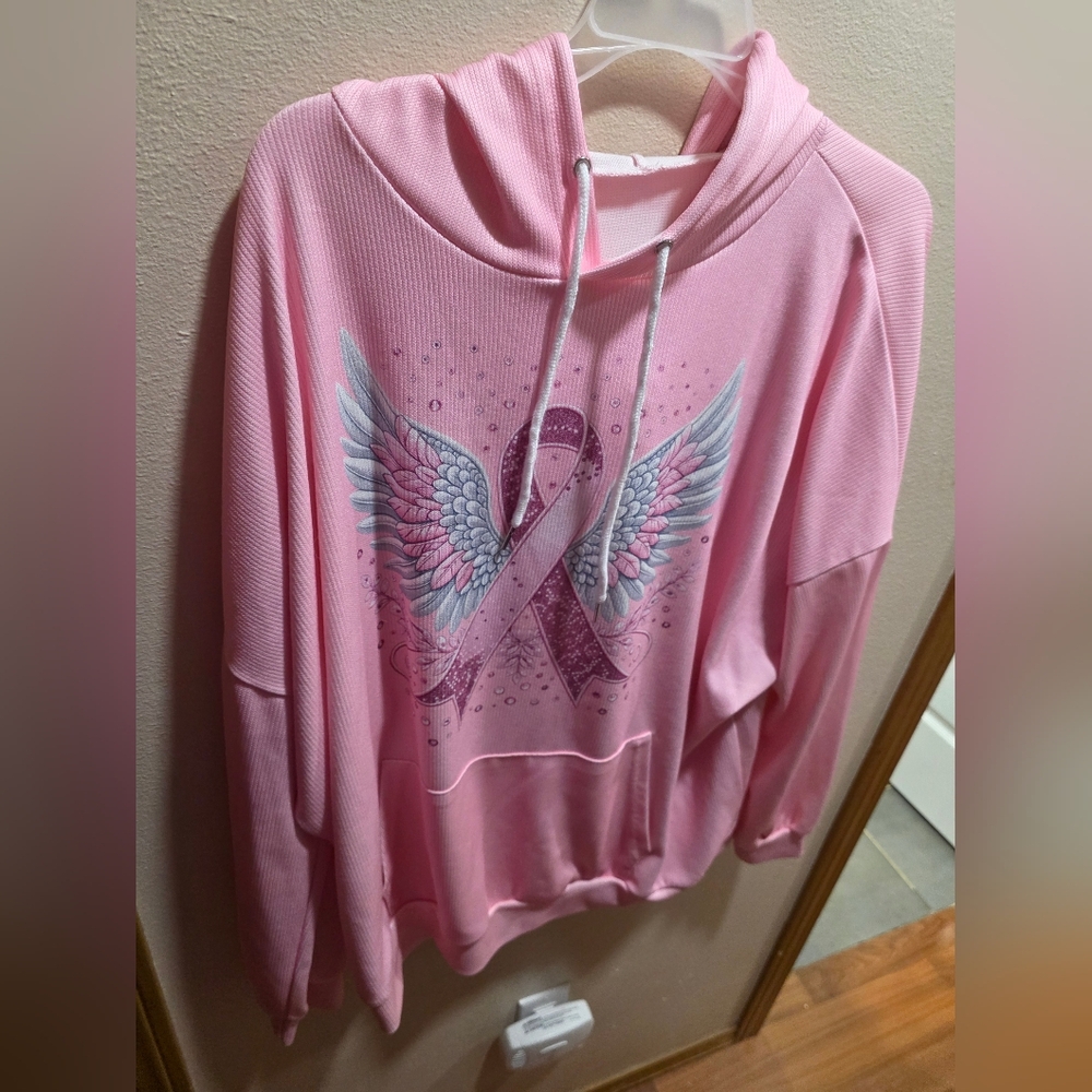 Pink Winged Ribbon Hoodie